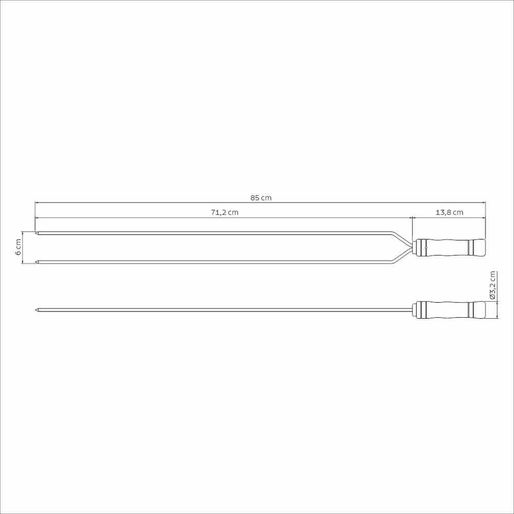 Espeto Duplo Para Churrasco Tramontina Com Lâmina Em Inox E Cabo De Madeira 85cm - 3