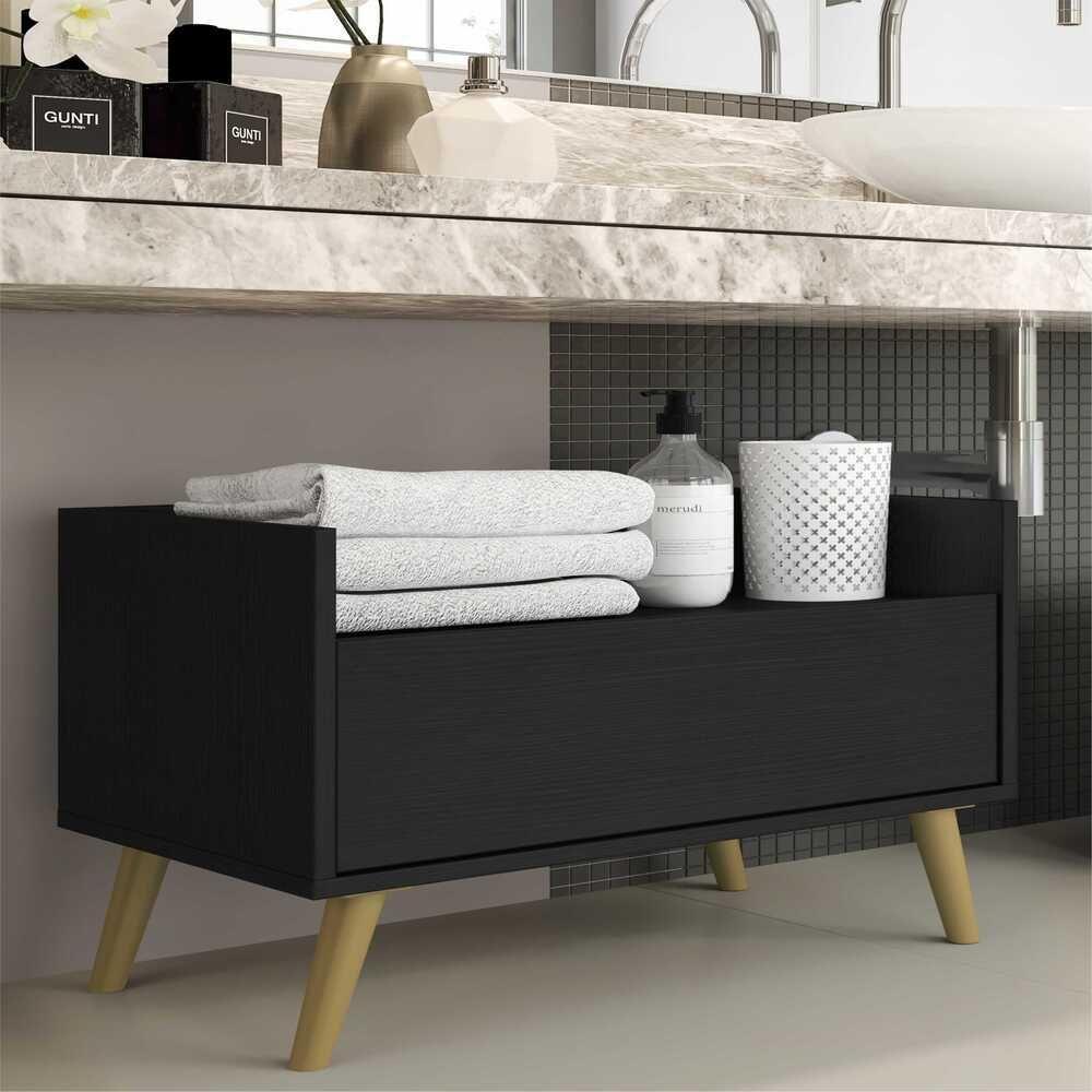 Gabinete Armário Banheiro 80 Cm com Pés Retrô - 2