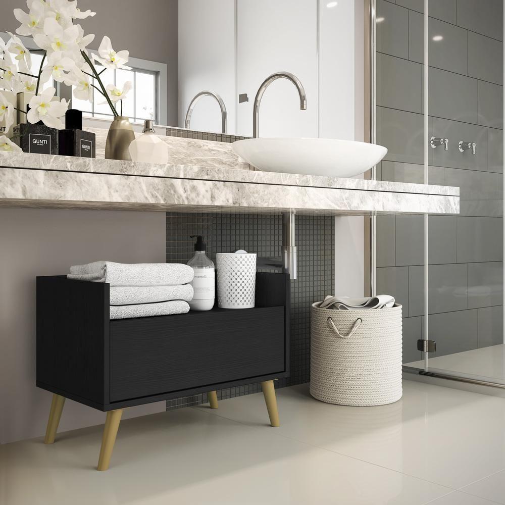 Gabinete Armário Banheiro 80 Cm com Pés Retrô - 4