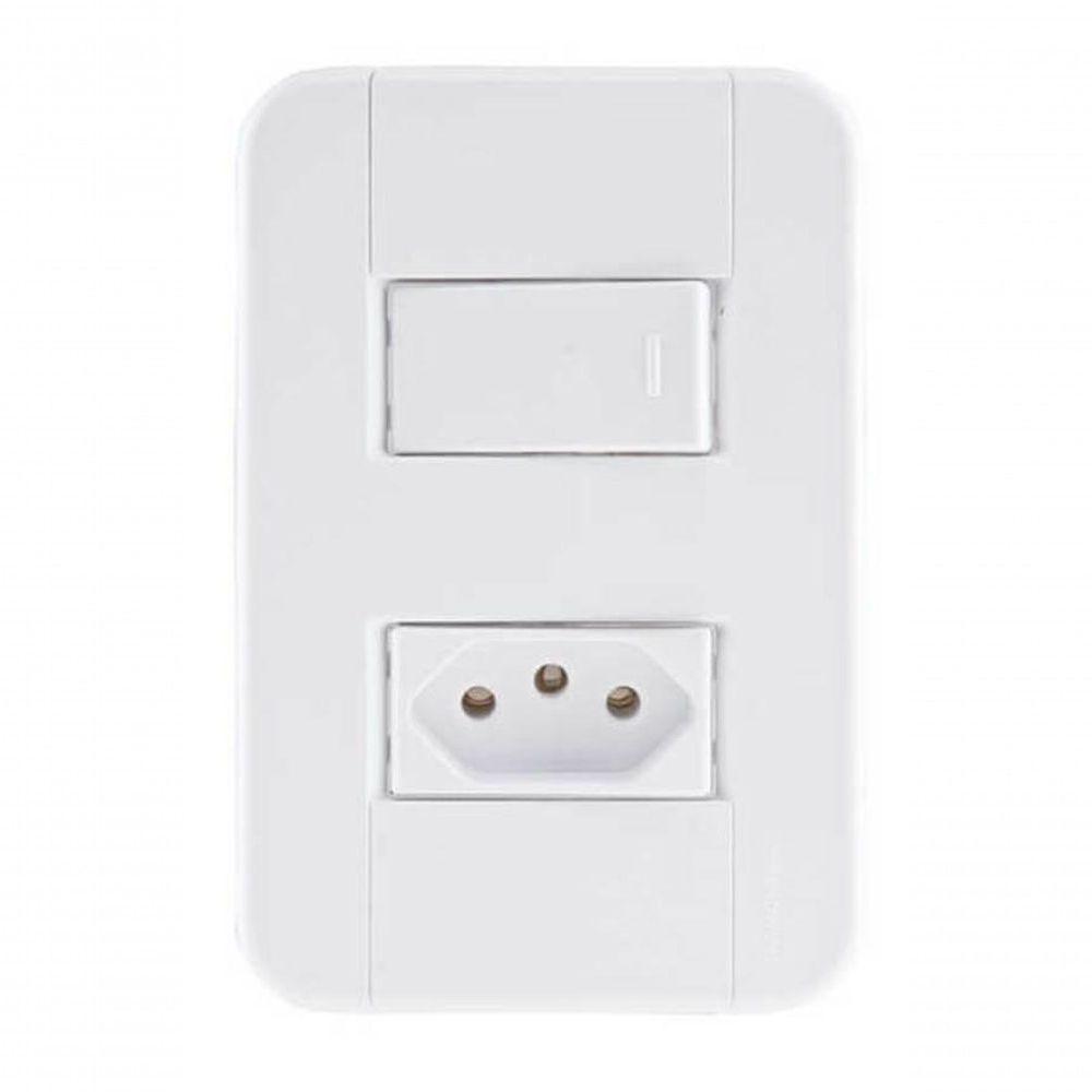 Conjunto 4x2 1 Interruptor Simples 10 A 250 V 1 Tomada 2p+t 20 A 250 V Tramontina Tablet - 1