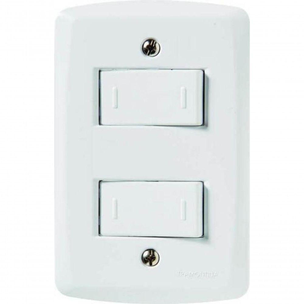 Conjunto 4x2 Com 2 Interruptores Paralelos 10 A 250 V Tramontina Lux2 Branco - 1