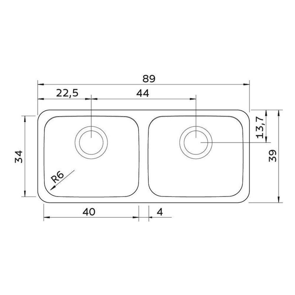 Cuba Tramontina Dora Duo 2c 40 Bl Em Aço Inox Com Acabamento Escovado - 3