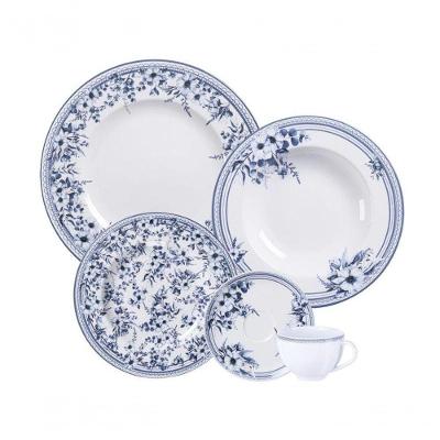 Aparelho De Jantar Tramontina Azzura 30 Peças Em Porcelana Decorada