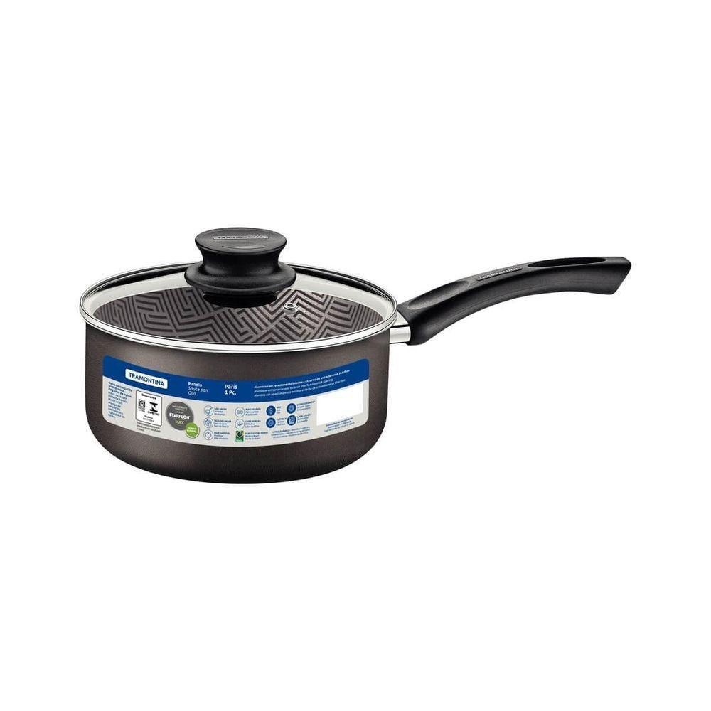 Panela Tramontina Paris 16cm Em Alumínio Com Revestimento Antiaderente Chumbo E Tampa De Vidro - 4