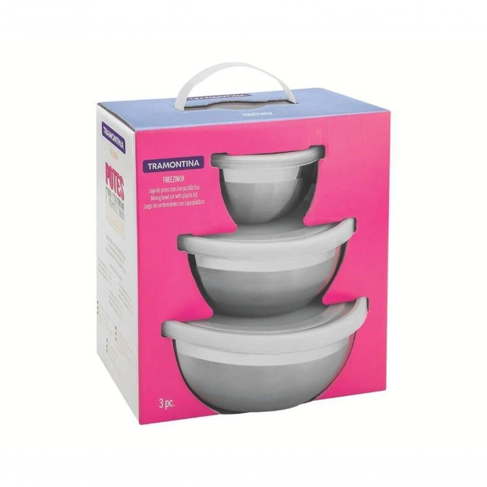 Jogo De Potes Tramontina Freezinox Com Tampa Plástica 3 Peças Práticos Para Cozinha - 4