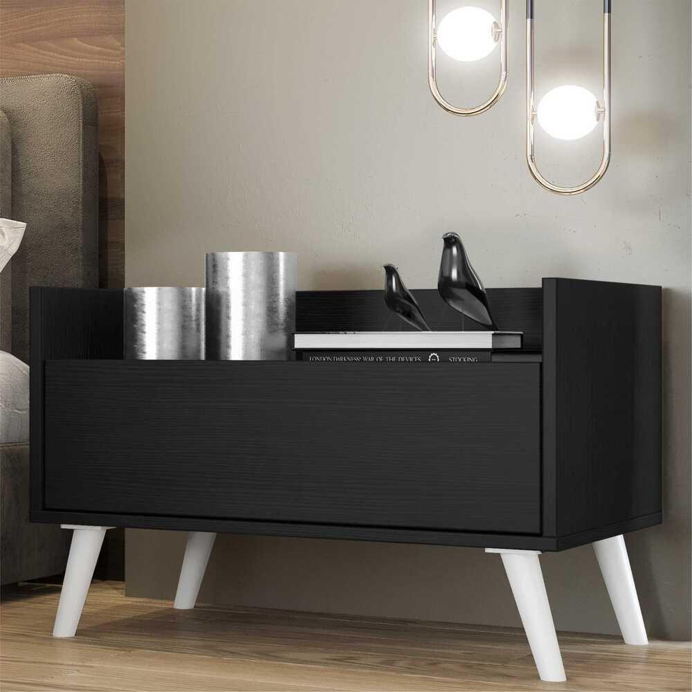 Kit com 2 Mesas De Cabeceira 80 Cm com Pés Retrô - 2