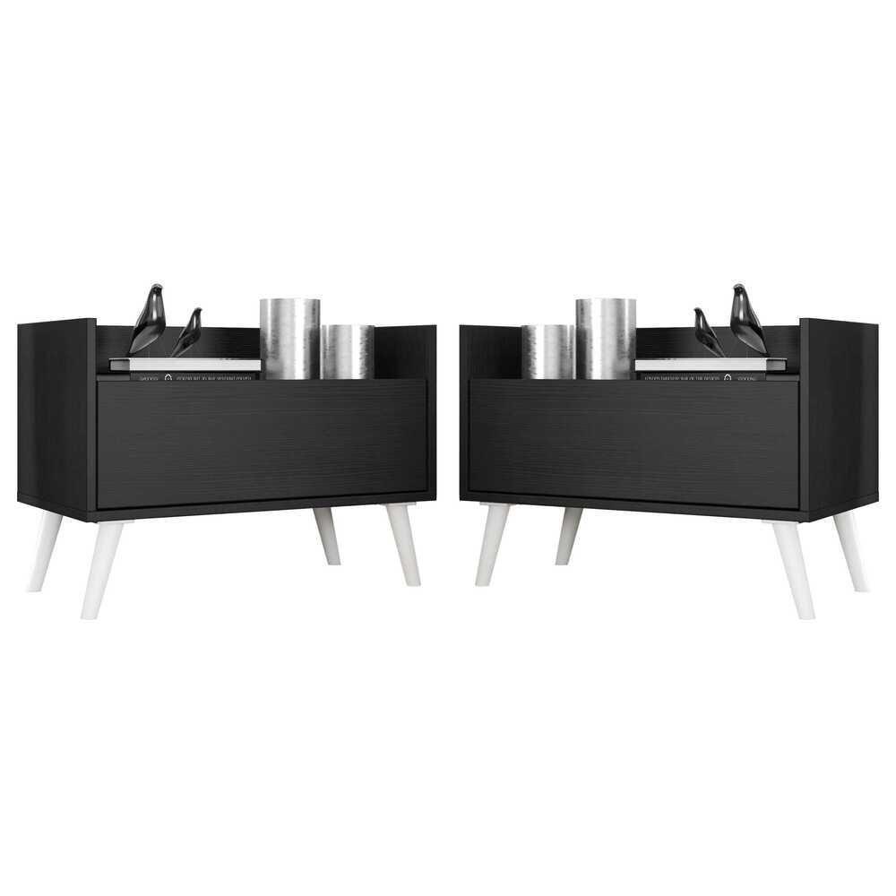 Kit com 2 Mesas De Cabeceira 80 Cm com Pés Retrô - 3