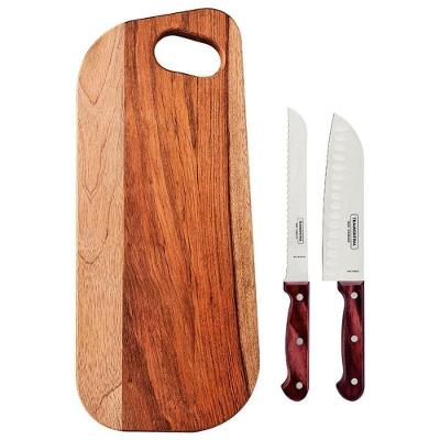 Conjunto Para Frios Tramontina Polywood Aço Inox E Cabos De Madeira Vermelho 3 Peças