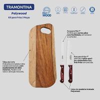 Conjunto Para Frios Tramontina Polywood Aço Inox E Cabos De Madeira Vermelho 3 Peças - 3