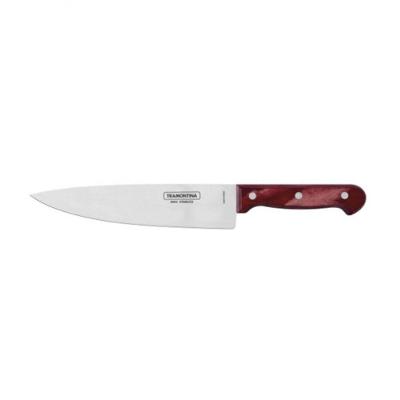 Faca Chef Tramontina Polywood 8 Aço Inox Vermelho
