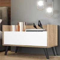 Kit C/ 2 Mesas De Cabeceira 80 Cm Rustic/branco/preto - 5