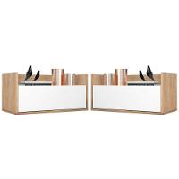 Kit C/ 2 Mesas De Cabeceira 80 Cm Suspensa Rustic/branco - 1