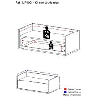 Kit C/ 2 Mesas De Cabeceira 80 Cm Suspensa Rustic/branco - 2
