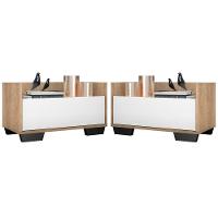 Kit C/ 2 Mesas De Cabeceira 80 Cm Rustic/branco/preto - 1