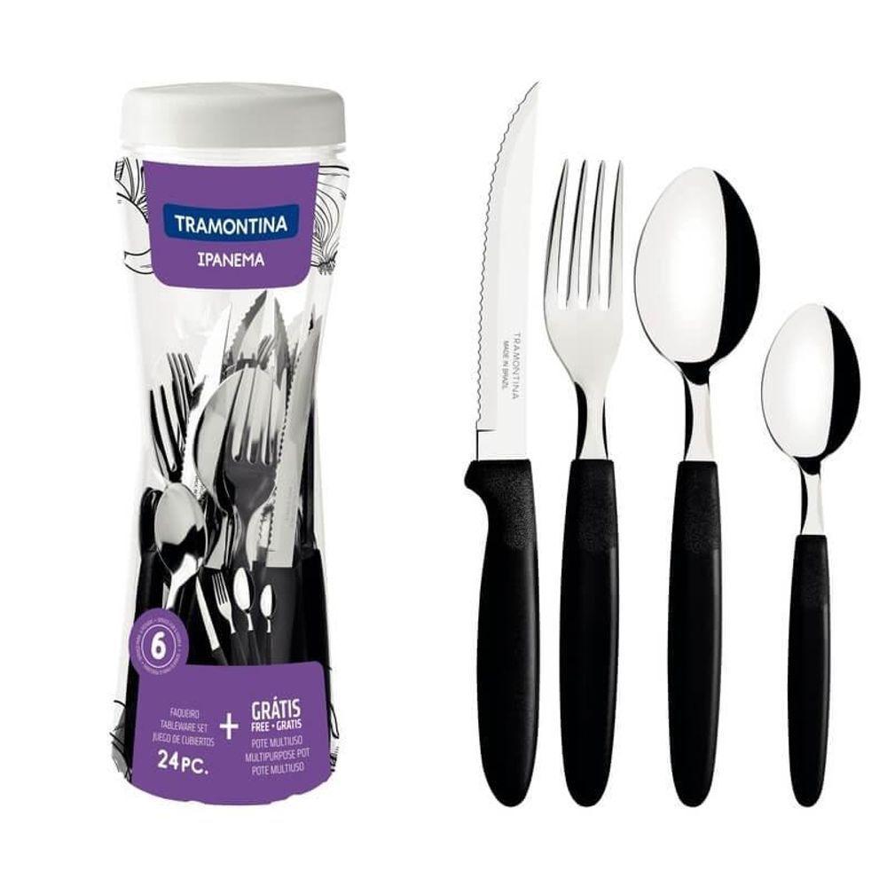 Faqueiro Tramontina Ipanema 24 Peças Inox Preto - 1