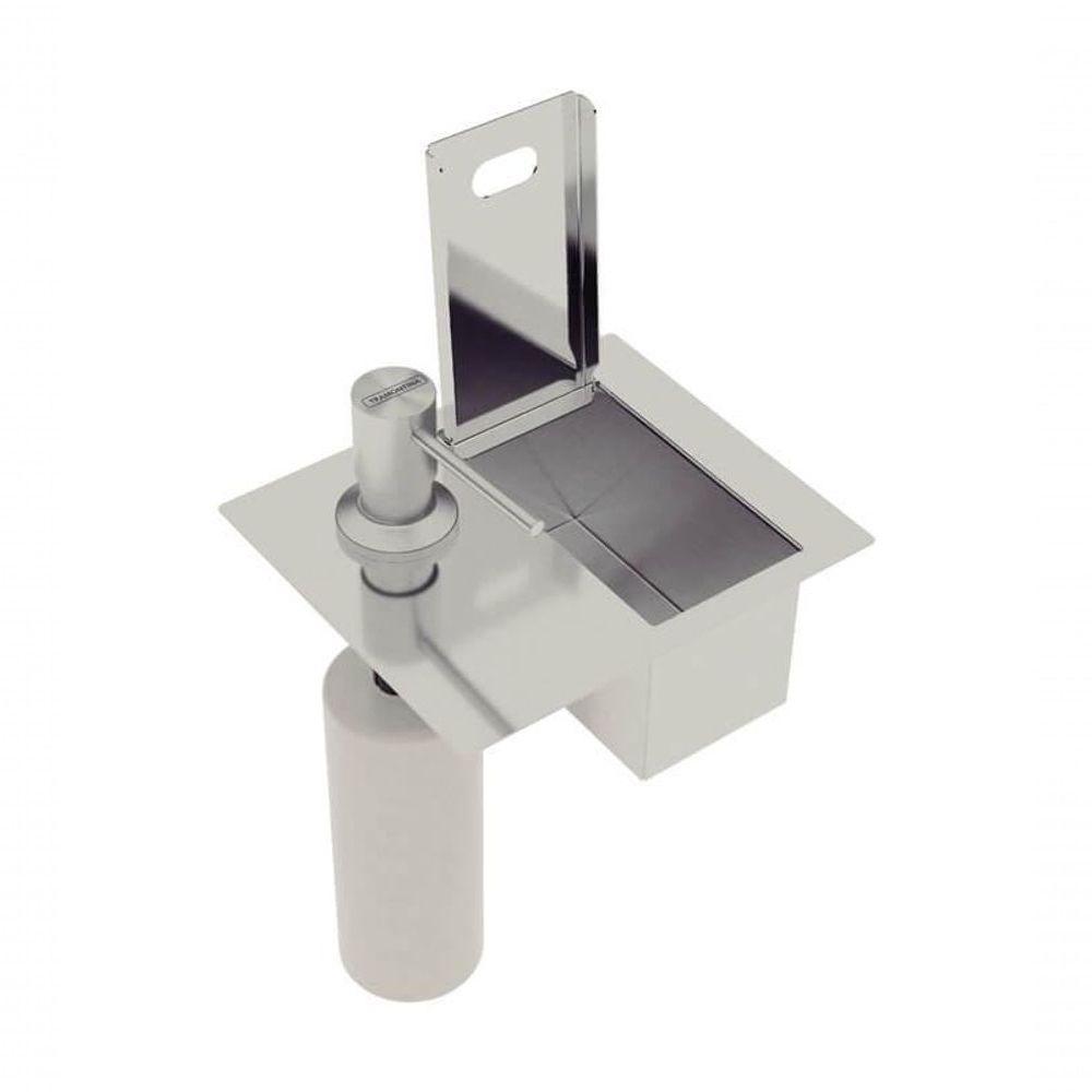 Porta Esponja De Embutir Tramontina Com Tampa E Dosador De Sabão Líquido Em Aço Inox - 3