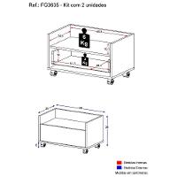 Kit Com 2 Mesas De Cabeceira 60 Cm Com Rodízios Branca - 13