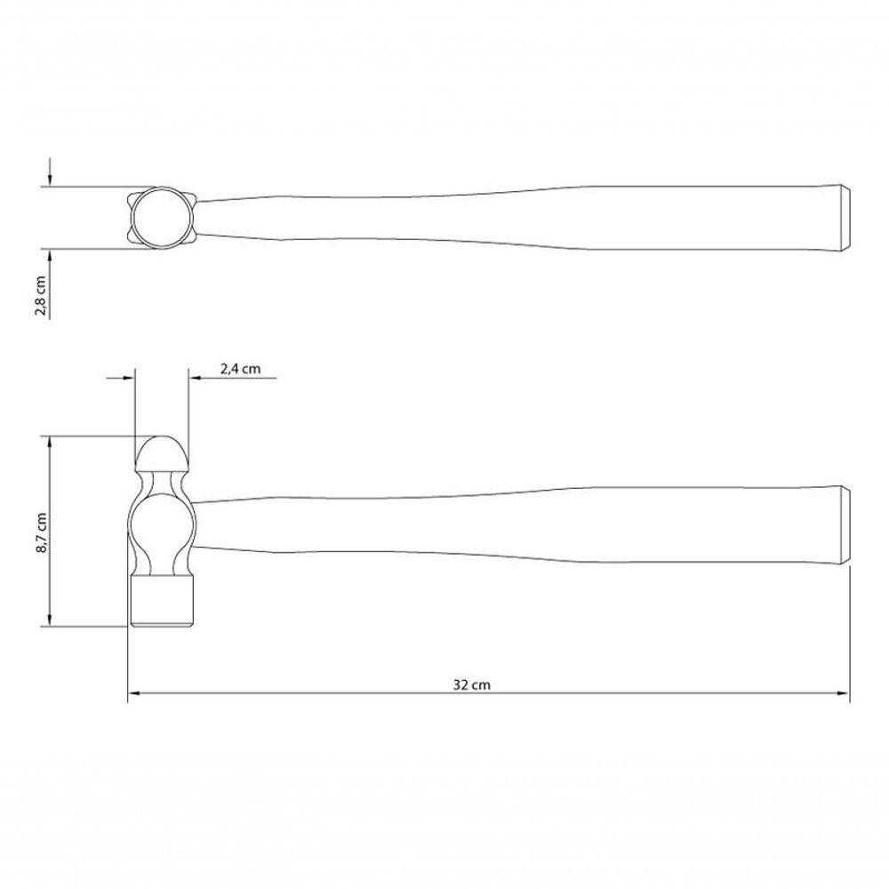 Martelo De Bola Tramontina Master Basic 300g Com Cabo Em Madeira Envernizada - 3