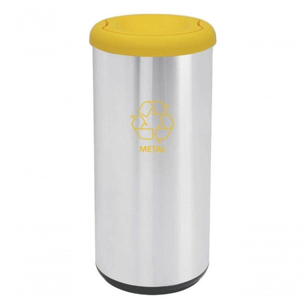 Lixeira Inox Tramontina Piemonte Com Acabamento Acetinado E Tampa Basculante Amarela 40 Litros - 1