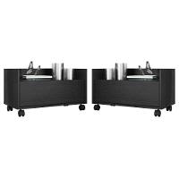 Kit Com 2 Mesas De Cabeceira 60Cm Com Rodízios Multimóveis V3635 Preta Preto - 1