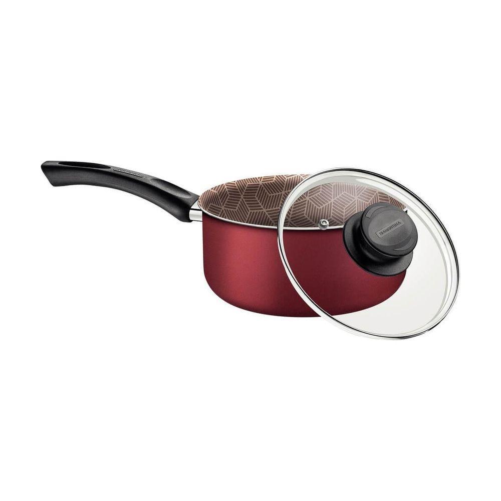 Panela Tramontina Paris 18cm Em Alumínio Com Revestimento Antiaderente Vermelha E Tampa De Vidro - 3