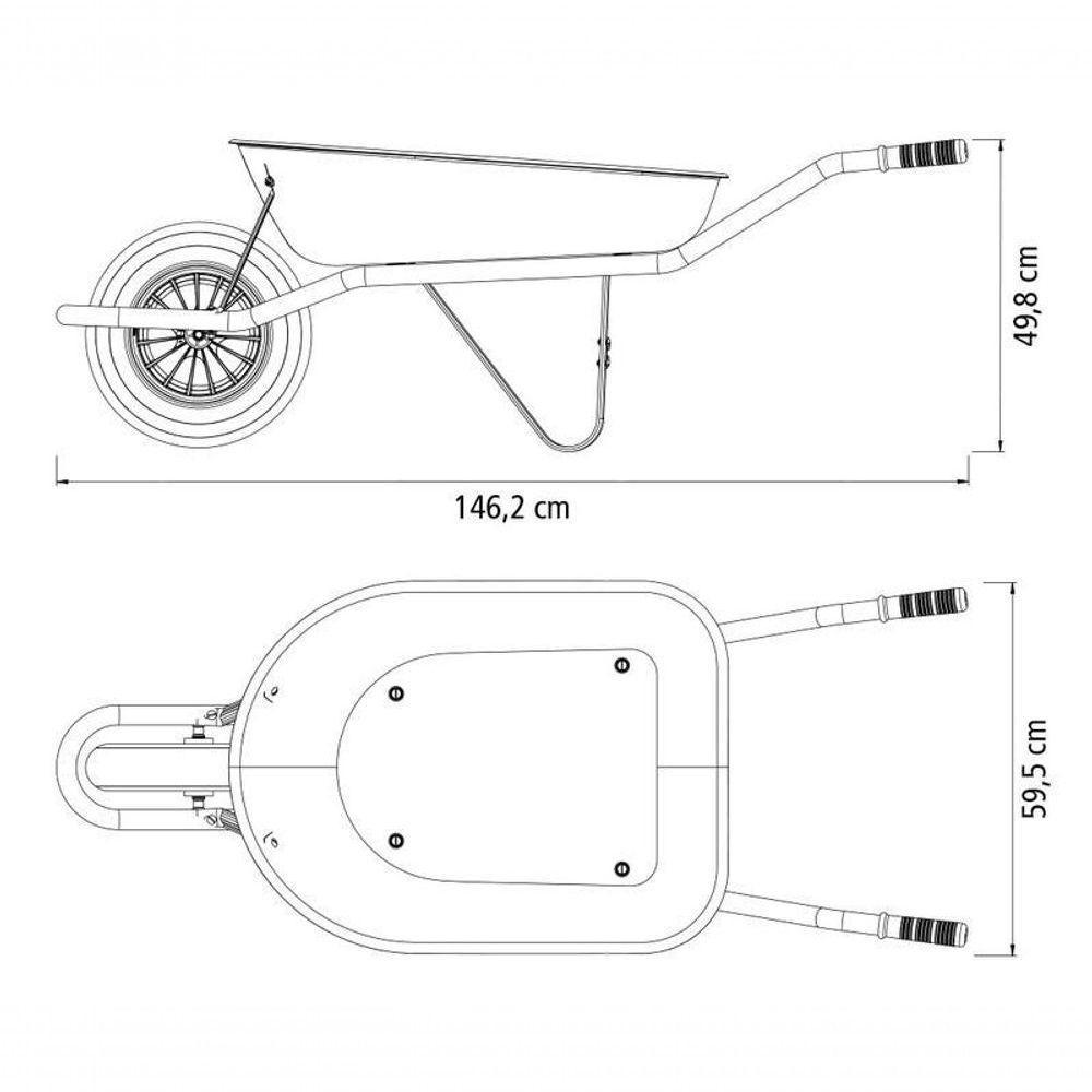 Carrinho De Mão Tramontina Caçamba Rasa Em Plástico Azul 50 Litros Braços Em Aço - 5