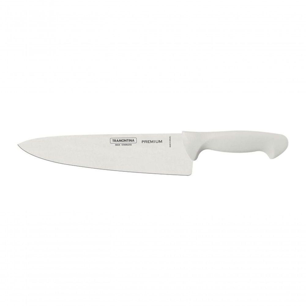 Faca Chef Tramontina Premium Com Lâmina Em Aço Inox E Cabo De Polipropileno Branco 10" - 1