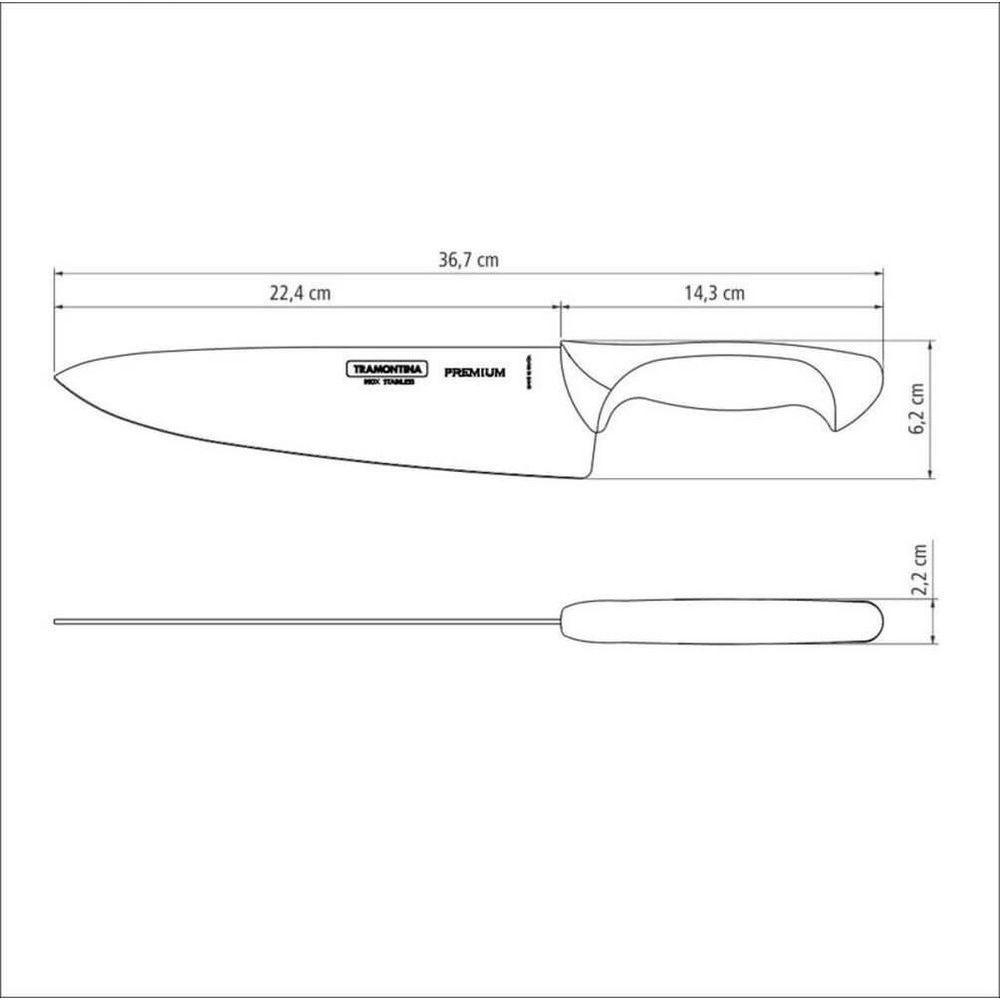 Faca Chef Tramontina Premium Com Lâmina Em Aço Inox E Cabo De Polipropileno Branco 10" - 2