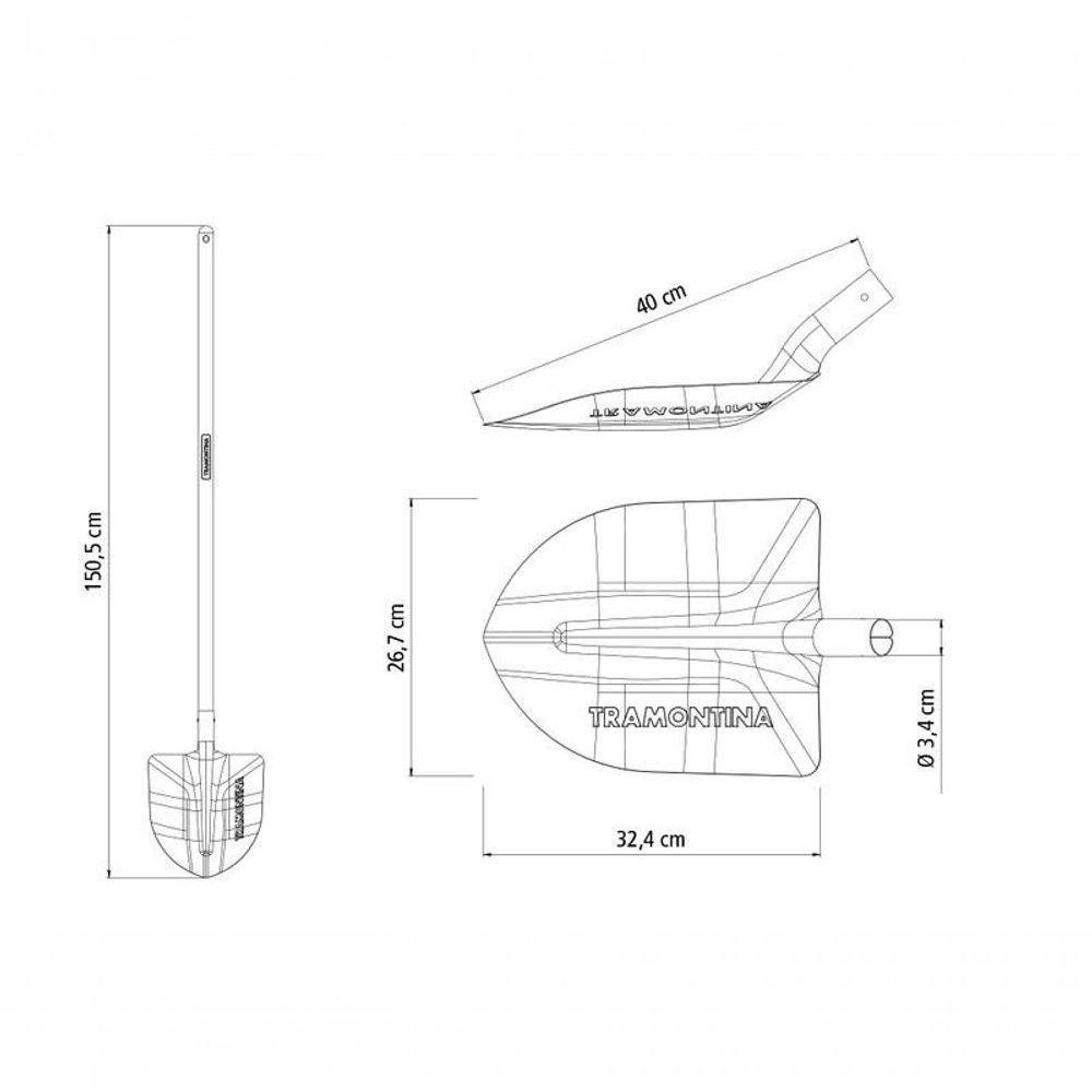 Pá De Bico Tramontina Leve Em Aço Com Cabo De Madeira 120cm 459-40 - 3