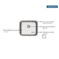 Cuba De Embutir Tramontina Dora 40 Bl R6 Em Inox Acabamento Escovado Com Válvula 4 1-2?? 40x34 Cm - 2