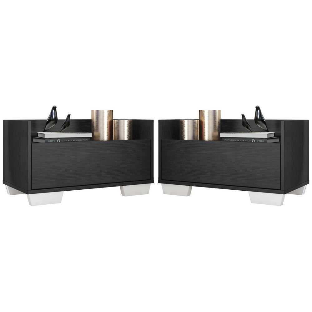 Kit com 2 Mesas De Cabeceira 80 Cm com Pés Quadrados - 2