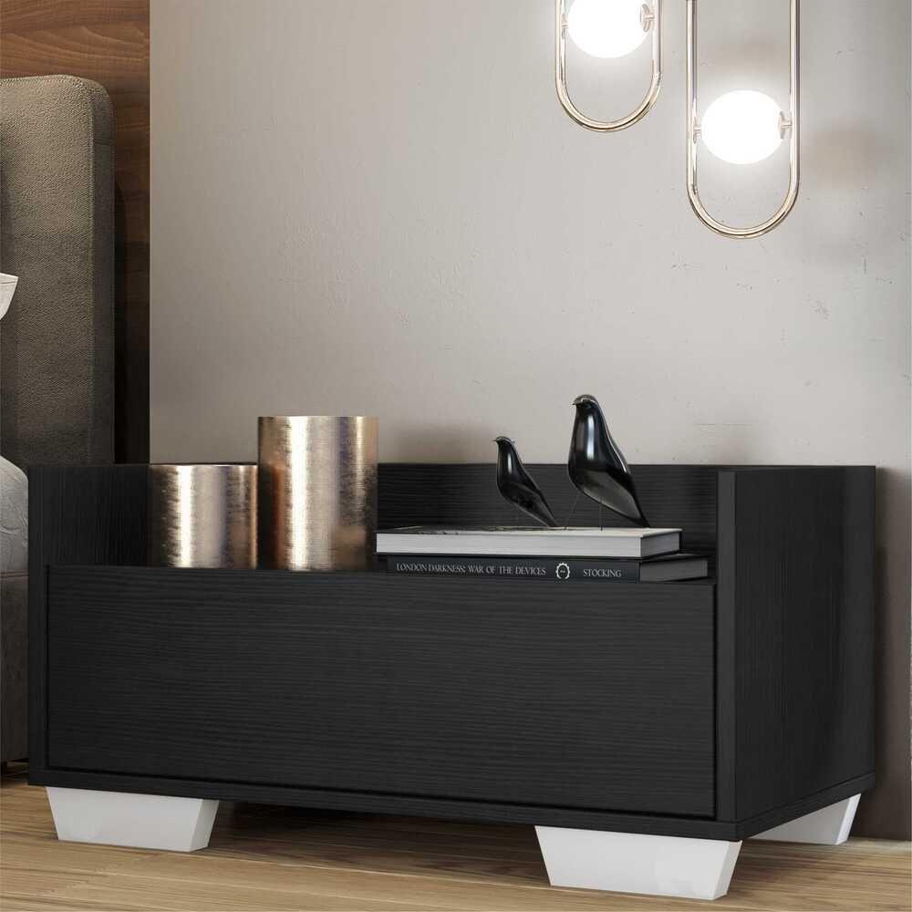 Kit com 2 Mesas De Cabeceira 80 Cm com Pés Quadrados - 4