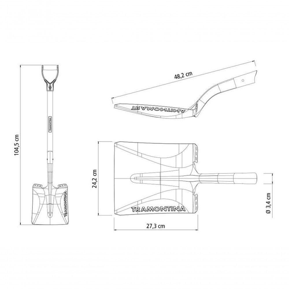 Pá Quadrada Tramontina Em Aço Com Cabo De Madeira 71cm - 3