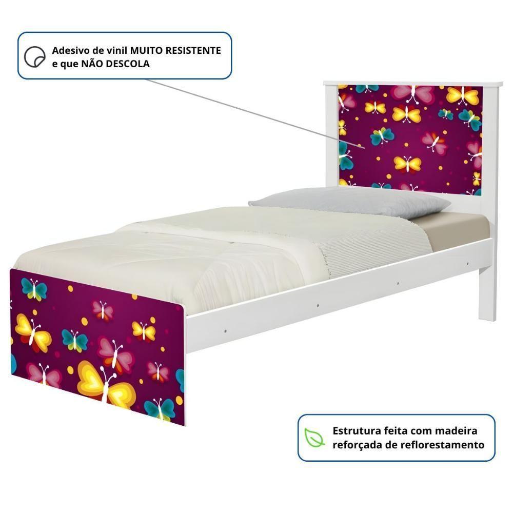 Cama Solteiro Hop Borboletas Com Colchão - 2