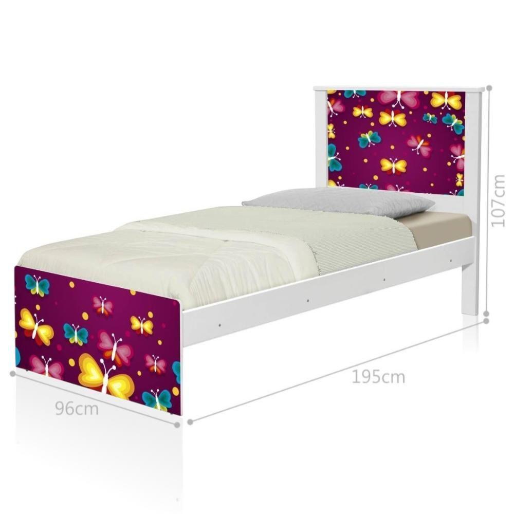 Cama Solteiro Hop Borboletas Com Colchão - 3