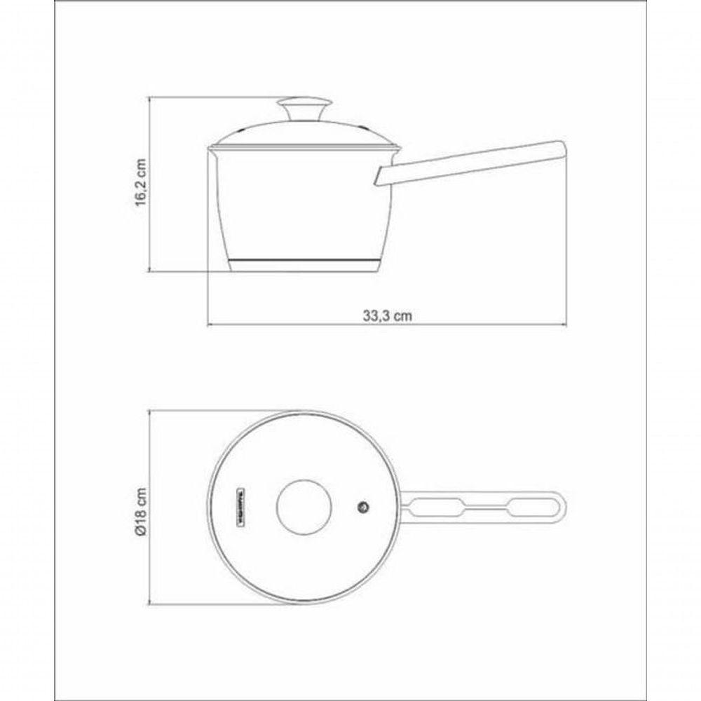 Caldeirão Tramontina Allegra Aço Inox Com Cabo Tampa De Vidro 16cm - 4