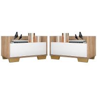Kit C/ 2 Mesas De Cabeceira 80 Cm Rustic/branco/natural - 1