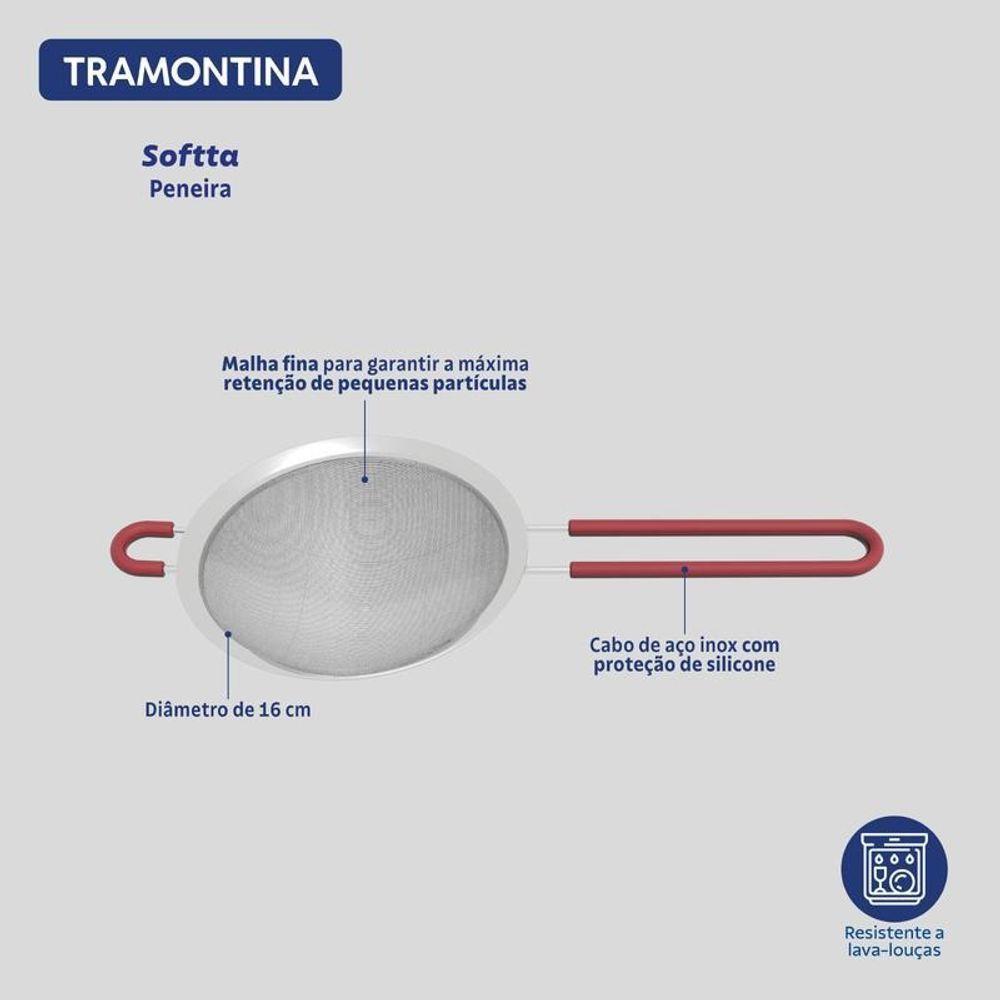 Peneira Tramontina Softta Vermelho Em Aço Inox Com Cabo De Polipropileno 16cm - 3