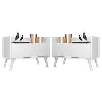 Kit C/ 2 Mesas De Cabeceira 80 Cm C/ Pés Retrô Branca - 8