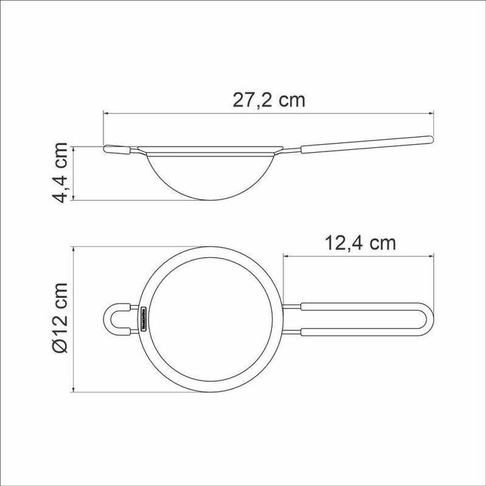Peneira Tramontina Softta Cinza Aço Inox Com Cabo E Alça Em Silicone 12cm - 4