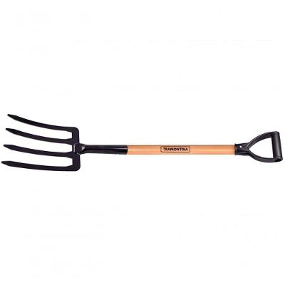 Forcado Para Terra Tramontina Metálico 4 Dentes Com Cabo De Madeira 71cm