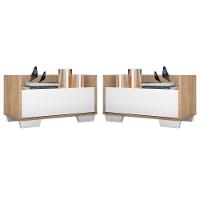 Kit C/ 2 Mesas De Cabeceira 80 Cm Rustic/branco - 1