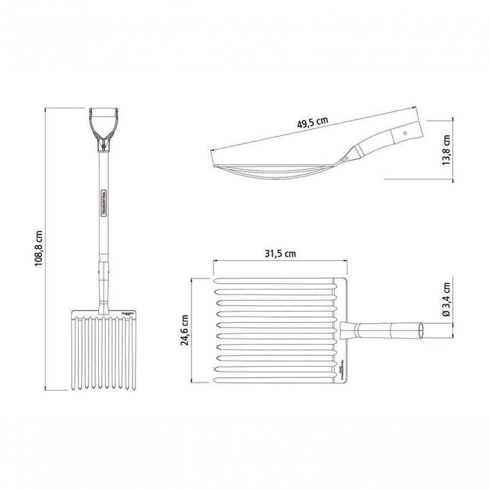 Forcado Para Cascalho Tramontina 10 Dentes Com Cabo De Madeira 71cm - 4