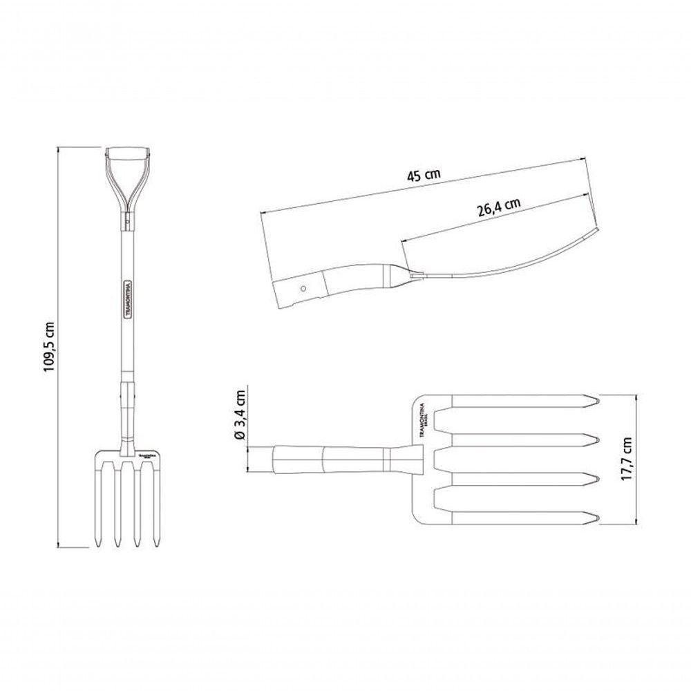 Forcado Para Terra Tramontina 4 Dentes Com Cabo De Madeira 74cm - 5
