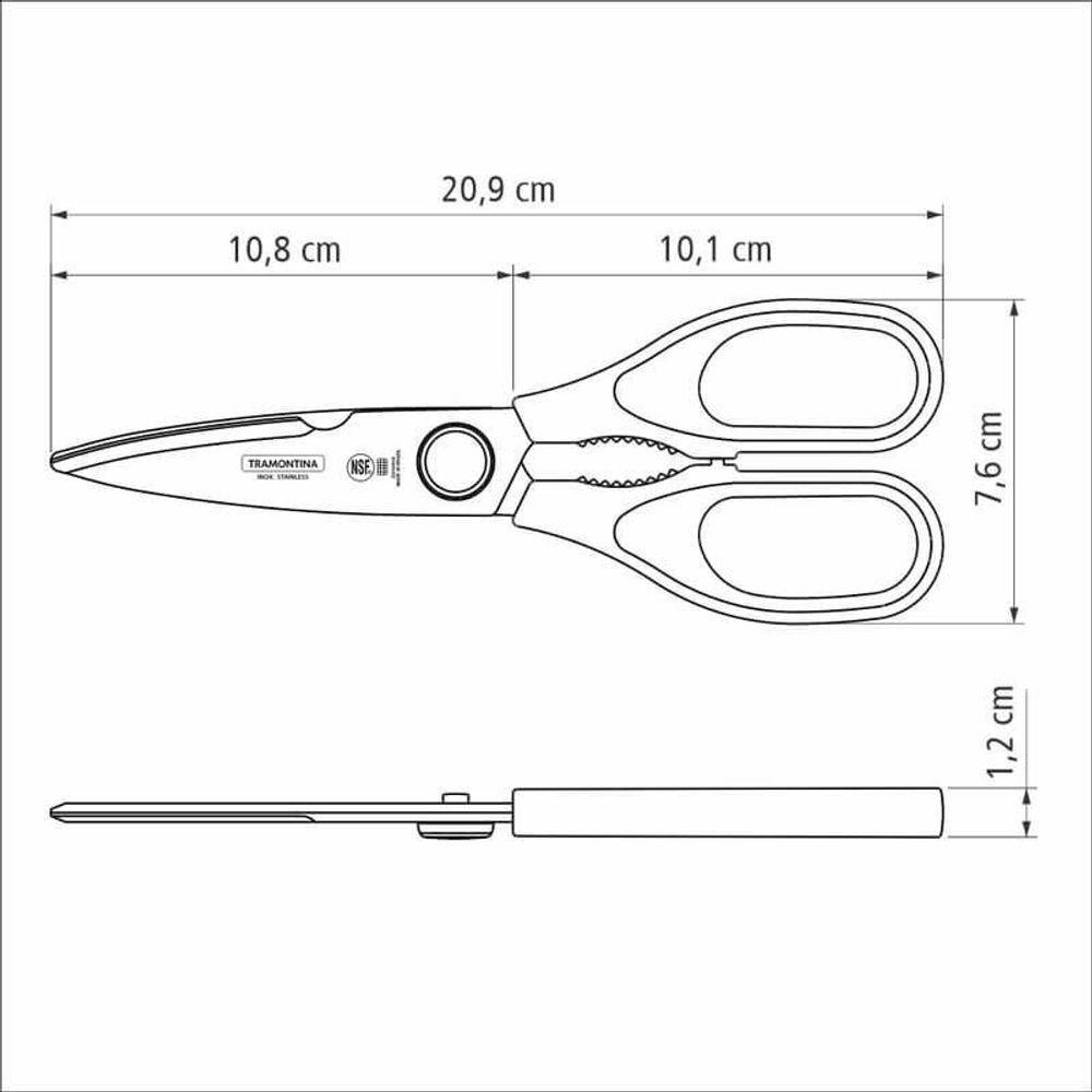 Tesoura Multiuso Tramontina Supercort Em Inox Cabo Preto 8" - 4