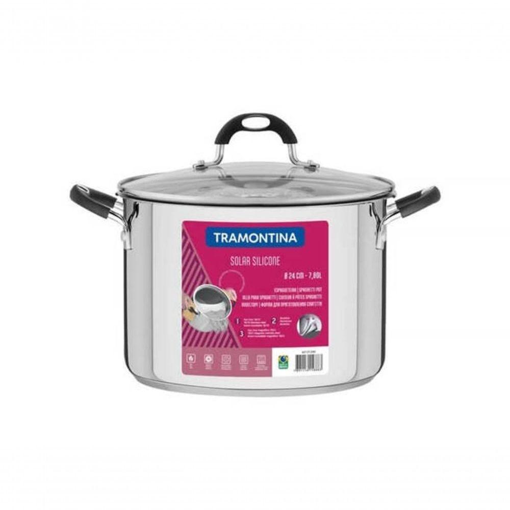 Espagueteira Tramontina Astro Silicone 24cm Em Inox Com Tampa De Vidro - 3