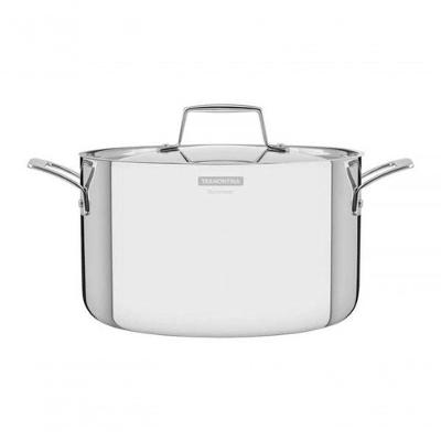 Caçarola Funda Tramontina Grano 24cm Em Aço Inox Com Corpo Triplo