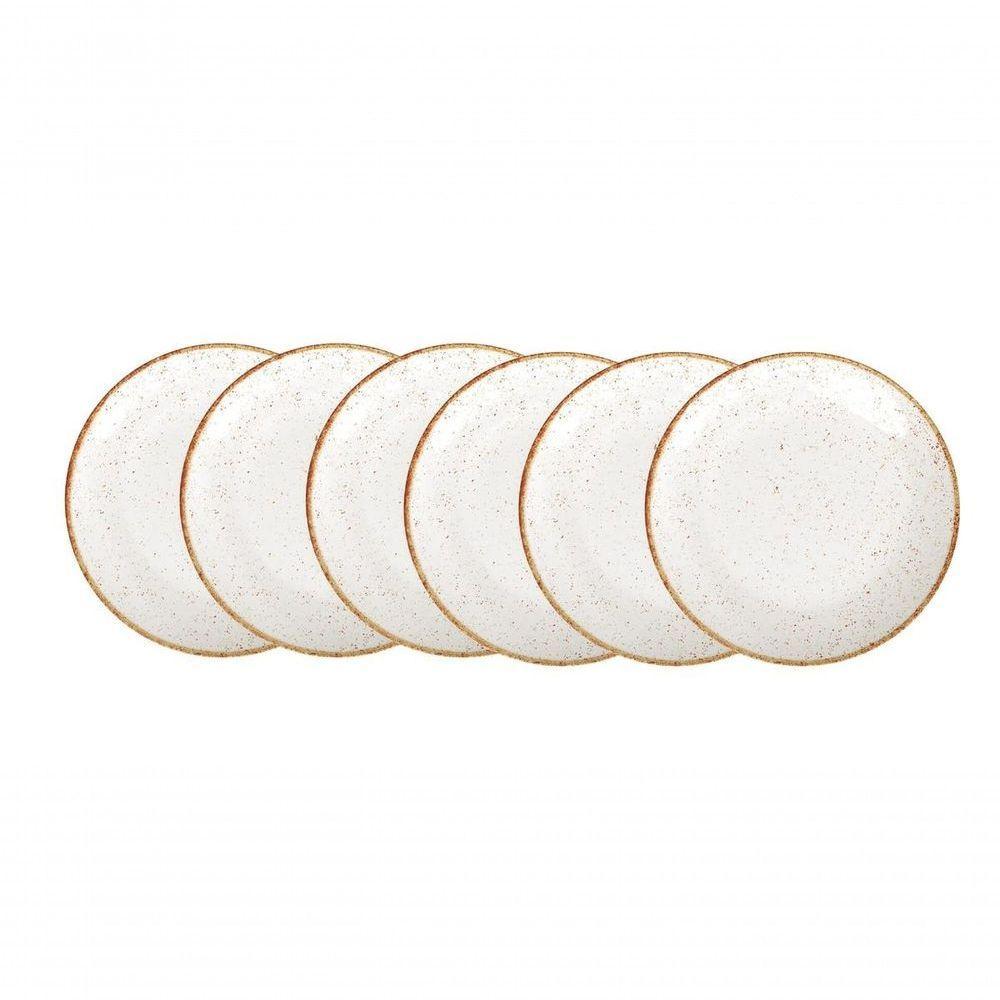 Conjunto De Pratos Rasos Tramontina Rústico Marrom Em Porcelana 28cm 6 Peças - 1