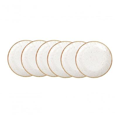 Conjunto De Pratos Rasos Tramontina Rústico Marrom Em Porcelana 28cm 6 Peças