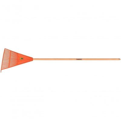 Vassoura Plástica Tramontina Laranja Com 18 Dentes E Cabo De Madeira 120cm